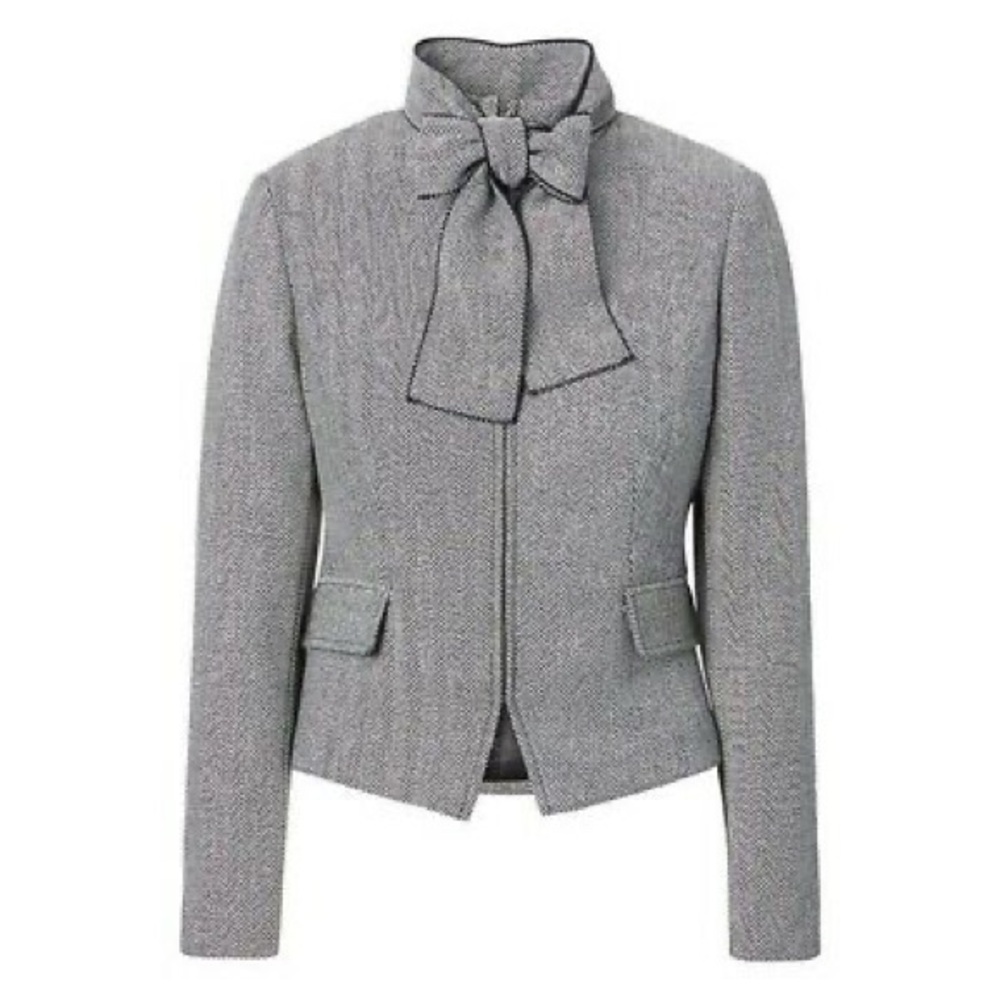 BANANA REPUBLIC Herringbone Tie Neck Jacket Size 8